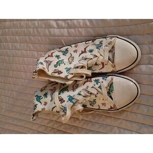 Hot Topic DINOSAURS Womens sz 10 High top Lace Up White Very Good Condition